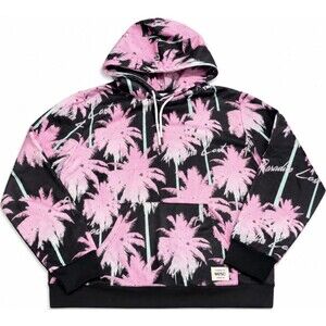 WeSC Conspiracy Pink Palm Tree Print Hoodie Men’s XXL Women’s XXXL Black